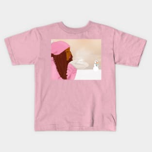 Sweet Joy in the Snow - African American Girl Kids T-Shirt